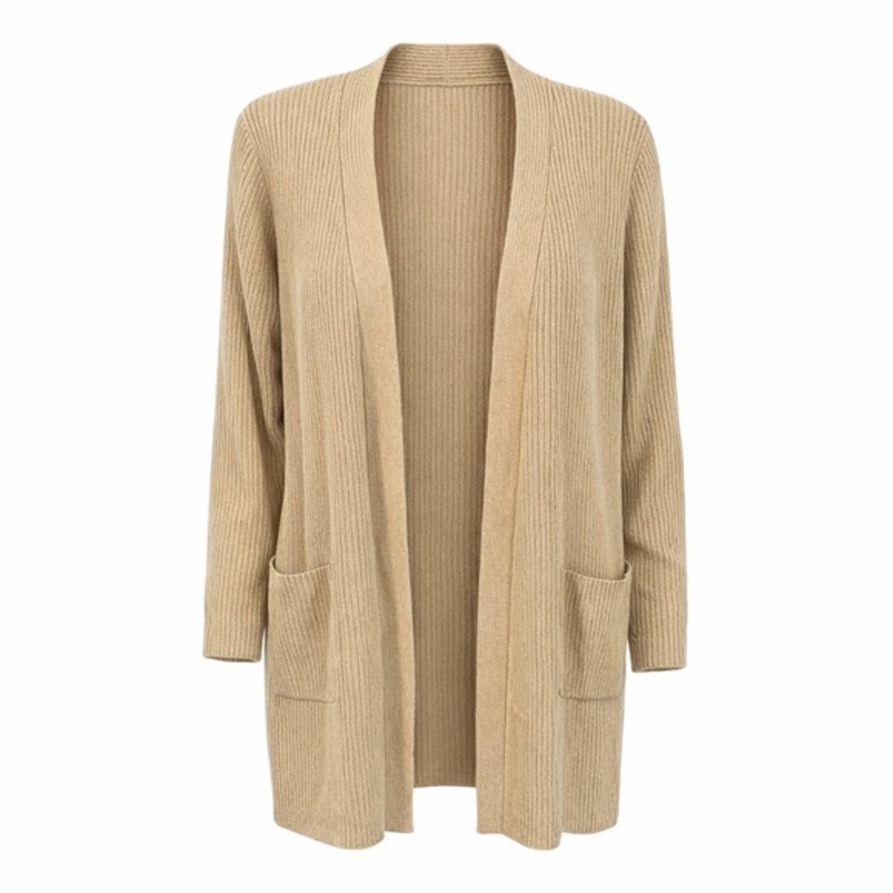 Jessica Holbrook Merino Wool Open Front Cardigan Cozy Cabincore Minimalist Large